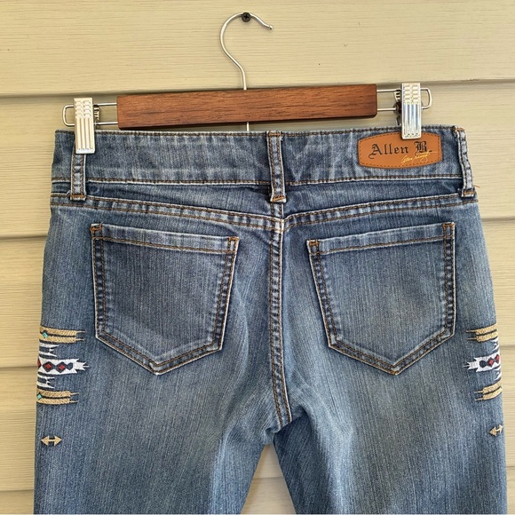 ALLEN B. Embroidered Aztec southwestern Jeans Sz 6 boho denim straight leg EUC - Picture 9 of 13